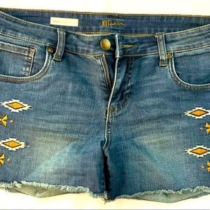 KUT FROM THE KLOTH Cutoff Medium Blue Gidget Frey Shorts Boho Embroidered Sz 8